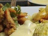 Crevettes frites au curry, sauce béarnaise