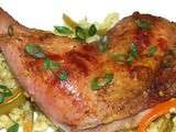 Cuisse de poulet rôtie au boulgour et poivron