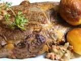 Entrecôte poelée, sabayon au poivron