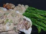 Filet de turbot sauce aux noix et asperges