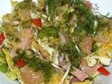 Lentilles corail, chou blanc et jambon en salade