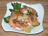 Noix de coquilles Saint-Jacques et gambas poêlées