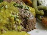 Pavé de bœuf à la crème de curry/coco