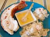 Queue de langouste avec sa mayonnaise accompagnée de macédoine
