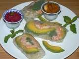 Rouleaux de printemps aux crevettes et avocat