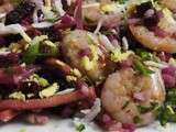 Salade au boulgour, betteraves et crevettes