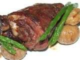 Souris d'agneau aux marrons et asperges