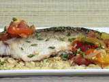 Truite en papillote et sa sauce aux poivrons