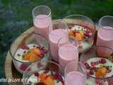 Apero frais : deux verrines salees et une mousse aux fruits rouges