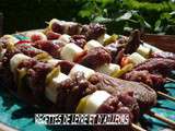 Brochettes de viande chevaline aux asperges & aux poivrons cuites au barbecue