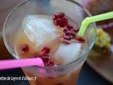 Cocktail avec ou sans alcool anise a la grenade, verrine poire-gingembre pour deux