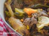 Coq en daube (patate douce gigembre citron) et chou fleur en beignet