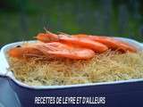 Courgette spaghetti aux poissons & aux crevettes parfumee au bourru