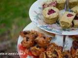 Financiers au the matcha-framboises et mendiants aux fruits secs