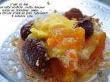 Glace au lemon curd sans sorbetiere, nage de fruits au muscadet, crumble au muscovado, et la confiture du vieux garcon qui prend l’air