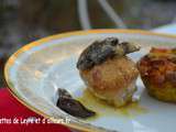 Paupiette de veau, sauce au foie gras, flan aux cepes