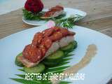 Pave de saumon en ecailles de chorizo, courgettes et sauce au cidre