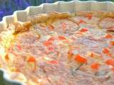 Quiche qui rend aimable et prends soin de notre corps & 1 couleur orange synonyme de peps pour chasser les nuages (carottes-surimi-crevettes)