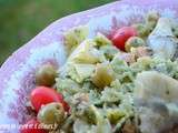Salade de pates au pesto d’estragon et aux legumes de printemps