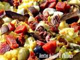 Salade tiede d’hiver (chou-fleur, cepes, torchi de fenouil, chorizo)