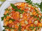 Pizza-wrap au thon, coeurs d'artichauts, pesto de tomates séchées à la ricotta... etc
