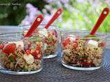 Salade de quinoa et boulgour aux baies de goji, feta, oignon rouge et citron