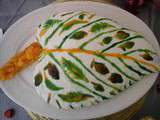 Gâteau à la mangue et thé de matcha et lait de coco