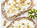 Toasted chia bread with white cheese walnuts