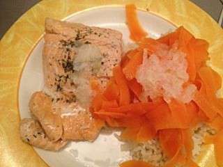 Pavé de saumon vapeur, sauce échalote vin blanc au thermomix