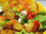 Salade : saumon, tomates, radis, pommes de terre et feta – Conso, Vendredi escalier nutritionnel