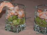 Verrines crevettes echalote kiwi