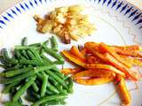 Accompagnement de pommes de terre, carottes et haricots verts au four