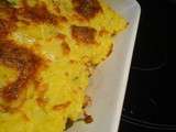 Gratin de courge jaune et sa dinde sous sa couverture de chèvre