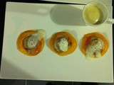 Noix de saint-jacques sur purée de butternut et crème de topinambour
