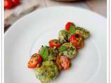 Boulettes aux épinards et ricotta, salsa de concassée de tomates
