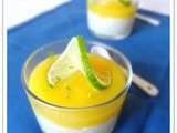 Riz au lait de coco et coulis de mangue, litchi et citron vert