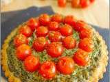Sablés aux tomates cerise, pesto de mâche à la ricotta
