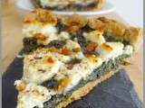 Tarte aux épinards, chèvre, miel et noix