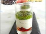 Verrines au pesto de roquette, ricotta et tomates séchées (un petit air d’Italie)