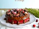Layer cake au chocolat noir, cranberries et orange (végan)