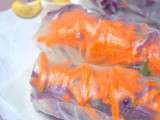 Rouleaux de printemps aux carottes, chou rouge et kale