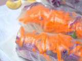 Rouleaux de printemps aux carottes, chou rouge et kale