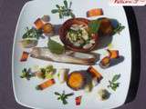 Couteaux de mer, carottes violettes, vinaigrette lime-shiso