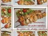 Brochettes de poulet marinées aux graines de sésame toastées