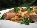 Blettes aux tomates et Chipolatas aux herbes