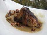 Cailles farcies aux champignons et navet blanc en tagliatelles