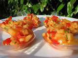 Cuillers de tomate melon ciboulette et balsamique blanc