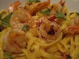 Fettuccini aux crevettes crème au safran