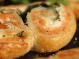 Feuilletés saumon chèvre et roquette