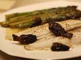 Filets de limande aux morilles et asperges vertes
